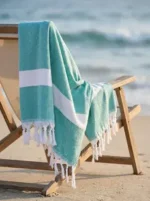 Serviette en coton - Fouta Diamond en Gris et Vert d’eau PTZ 4013 – Image 3