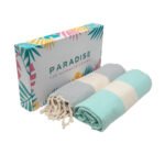 Serviette en coton - Fouta Diamond en Gris et Vert d’eau PTZ 4013 – Image 5