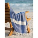 2 fouta en coton  Diamond En bleu ciel et Bleu ciel foncé PTZ 4014 – Image 3