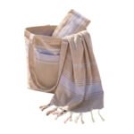 Kit Summer 3 pièces : 1 Sac 1 trousse et fouta  Bali en Beige PTZ 6011
