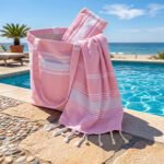 Kit Summer 3 pièces :1 Sac 1 trousse et Fouta Bali en Rose PTZ 6012 – Image 3