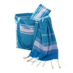 Kit Summer 3 pièces  : 1 Sac 1 trousse et 1 fouta  Bali en Bleu PTZ 6014