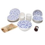 Pack Double Plaisir à Table Bleu Floral 20 pièces en céramique TOP 1237