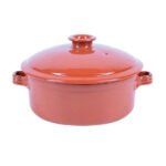 Cocotte ronde tradition avec couvercle en Céramique émaillée  "pâte à feu" GM