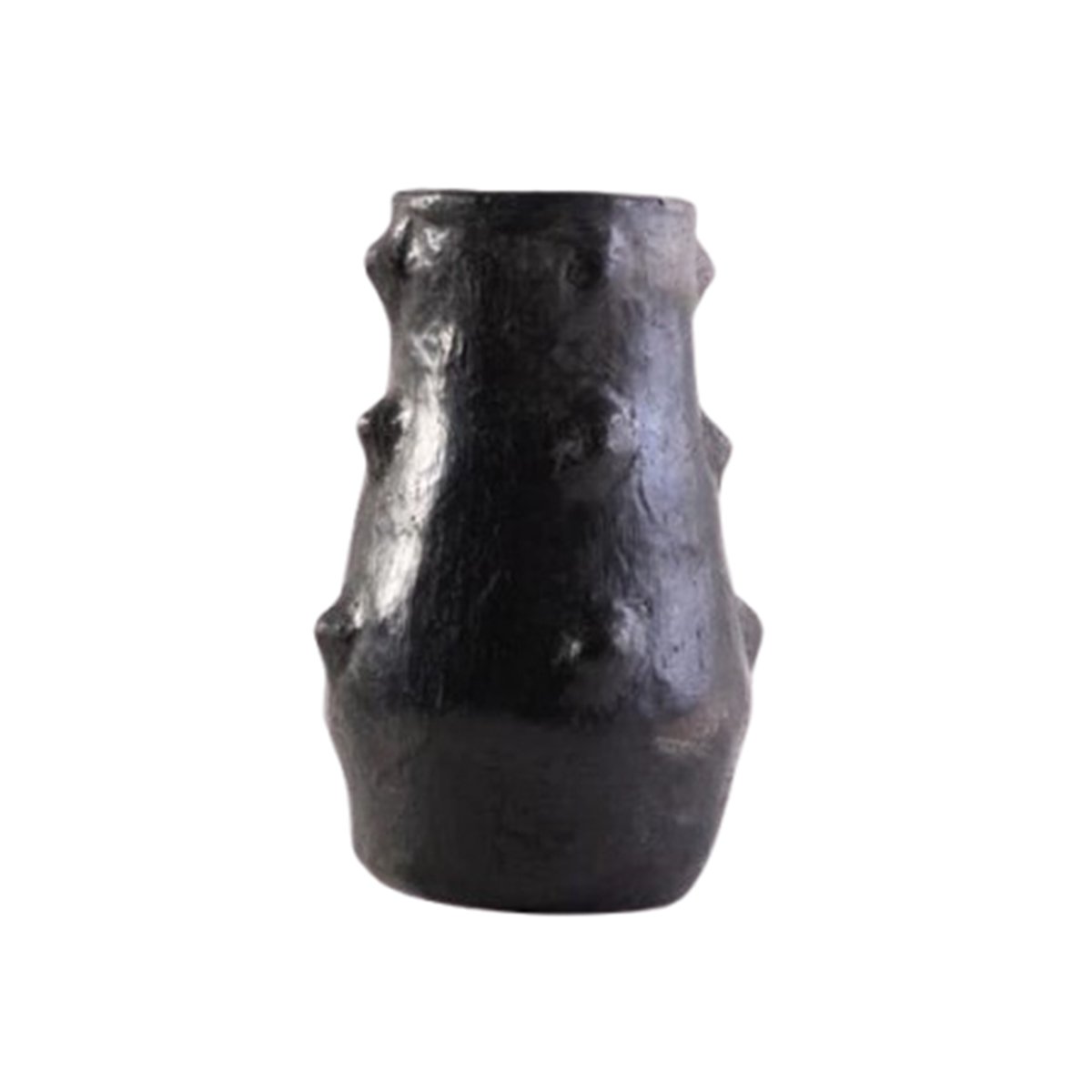 HKJ 1306 Collection Héritage Khalti Jomaa - Vase design jarre haute évasé avec des boules en relief couleur noir en Poterie de sejnane – Image 1