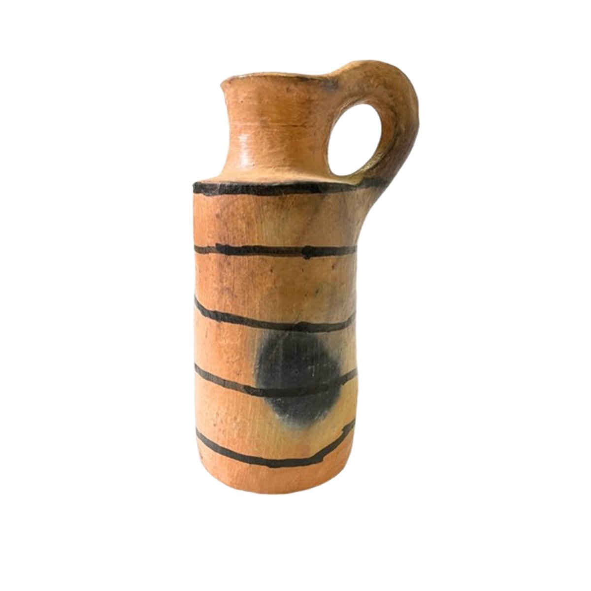 HKJ 1307 Collection Héritage Khalti Jomaa - Vase design jarre cylindrique avec anse en Poterie de sejnane en couleur de terre cuite et noir – Image 1