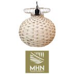 Suspension luminaire organique à lumière tamisé design globe 1 tressée à la main  en fibre de palmier naturelle – Image 3