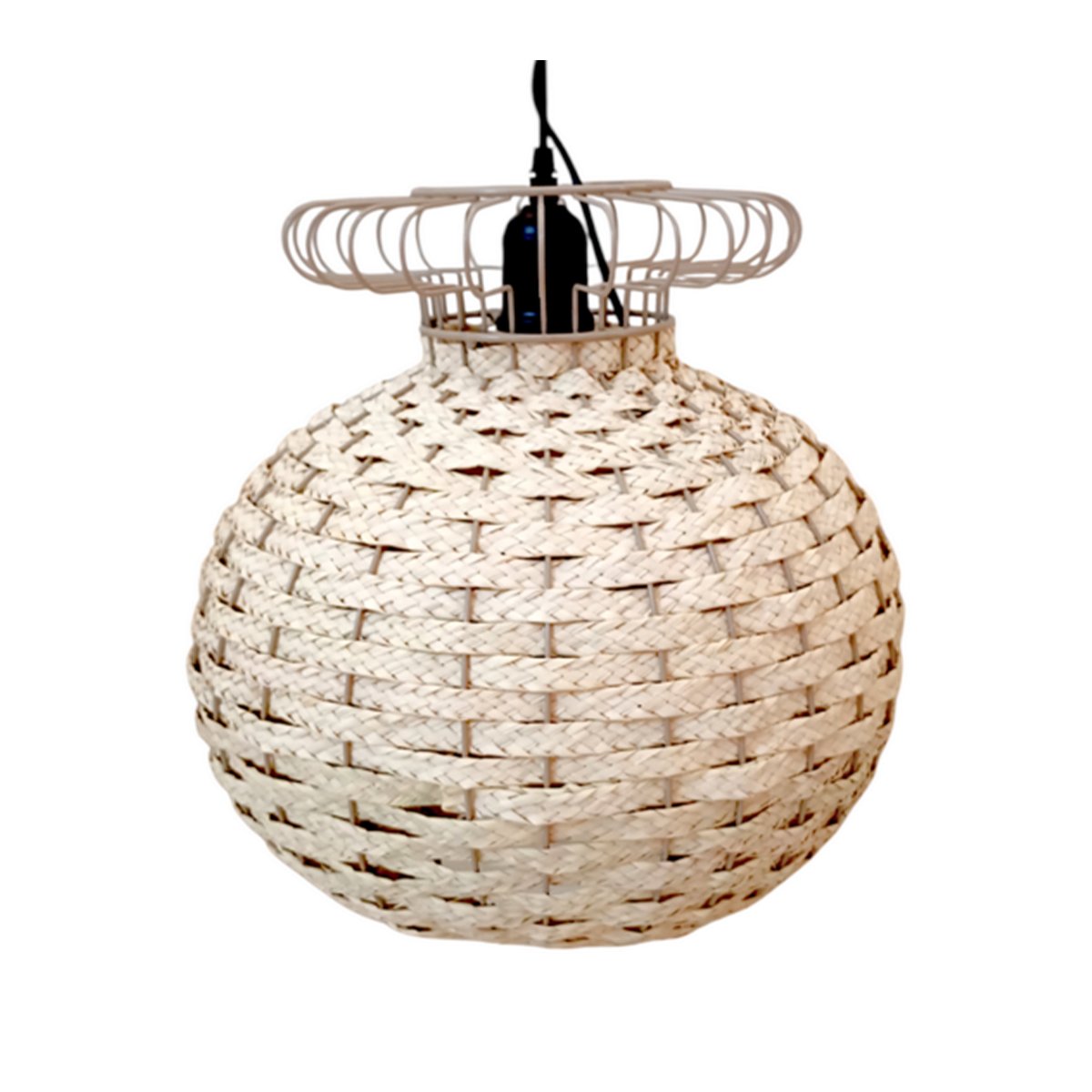 MHN 4951 Suspension luminaire organique à lumière tamisé design globe 1 tressée à la main en fibre de palmier naturelle – Image 1