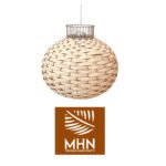 Suspension luminaire organique à lumière tamisé design globe 2 tressée à la main  en fibre de palmier naturelle – Image 3