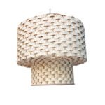 Suspension luminaire organique à lumière tamisé design champignon tressée à la main  en fibre de palmier naturelle