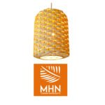 Suspension luminaire organique à lumière tamisé design cylindrique 3 tressée à la main  en fibre de palmier naturelle – Image 3