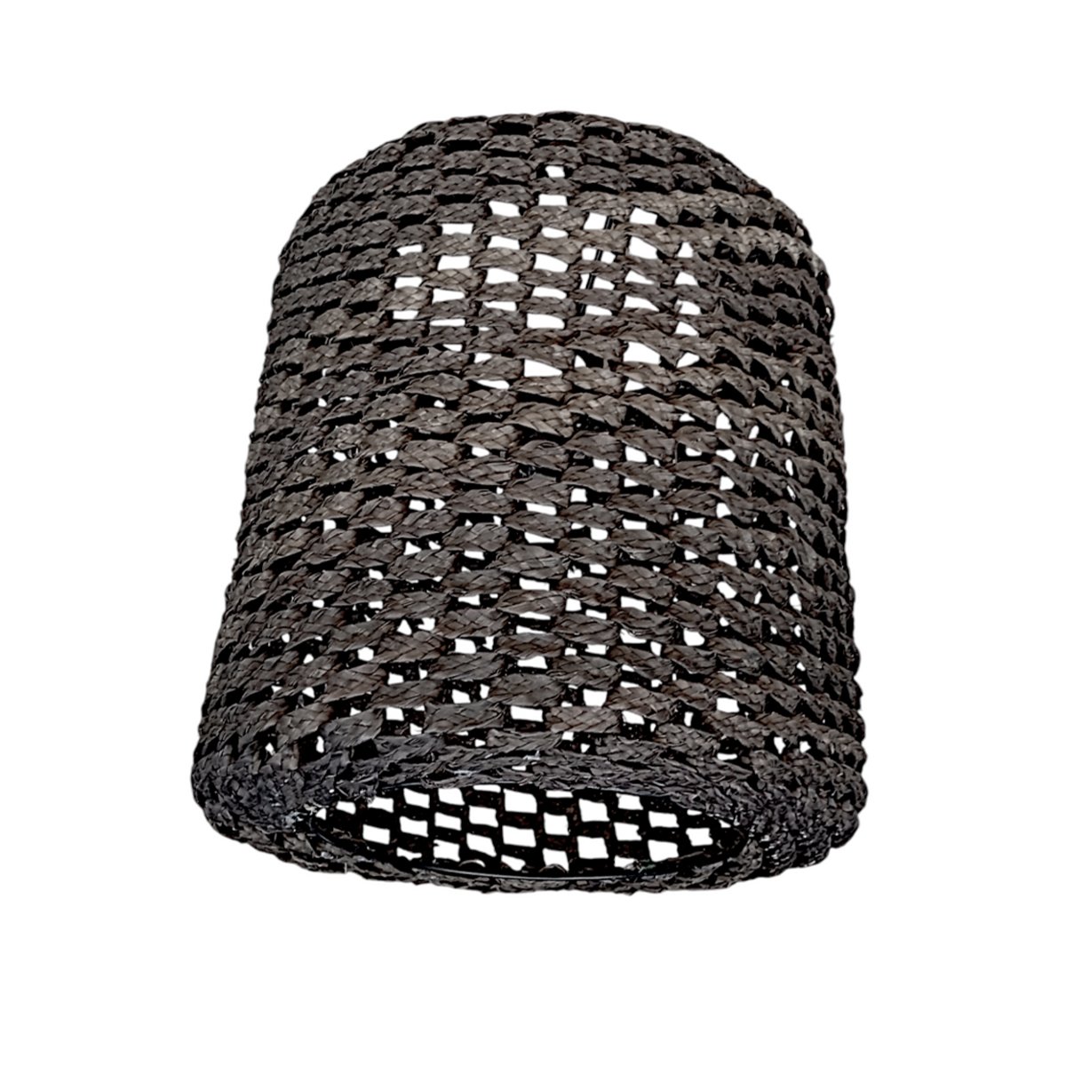 MHN 4956 Suspension luminaire organique à lumière tamisé design cylindrique 2 tressée à la main en fibre de naturelle en noir – Image 1