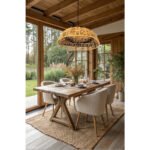 Suspension luminaire organique à lumière tamisé design cloche tressée à la main  en fibre naturelle – Image 2