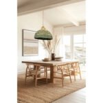 Suspension luminaire organique à lumière tamisé design Cloche tressée à la main  en fibre de palmier naturelle bicolor – Image 2
