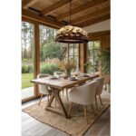Suspension luminaire organique à lumière tamisé design cloche tressée à la main  en fibre de palmier naturelle Bicolor – Image 2