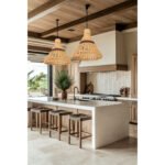 Suspension luminaire organique à lumière tamisé design cloche tressée à la main  en fibre de palmier naturelle – Image 2