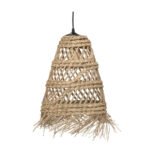 Suspension luminaire organique à lumière tamisé design Cloche haute ajouré tressée à la main  en fibre naturelle