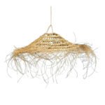 Suspension luminaire organique à lumière tamisé design Cloche large ajouré tressée à la main  en fibre naturelle