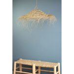 Suspension luminaire organique à lumière tamisé design Cloche large ajouré tressée à la main  en fibre naturelle – Image 2