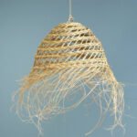 Suspension luminaire organique à lumière tamisé design Cloche ajouré tressée à la main  en fibre naturelle – Image 3