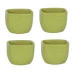 Ensemble de 4 Pot en céramique émaillé esprit vintage design carré T 1