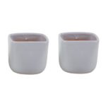 Ensemble de 2 Pot en céramique émaillé esprit vintage design carré T 2