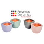 Ensemble de 2 Pot en céramique émaillé esprit vintage design carré T 2 – Image 5