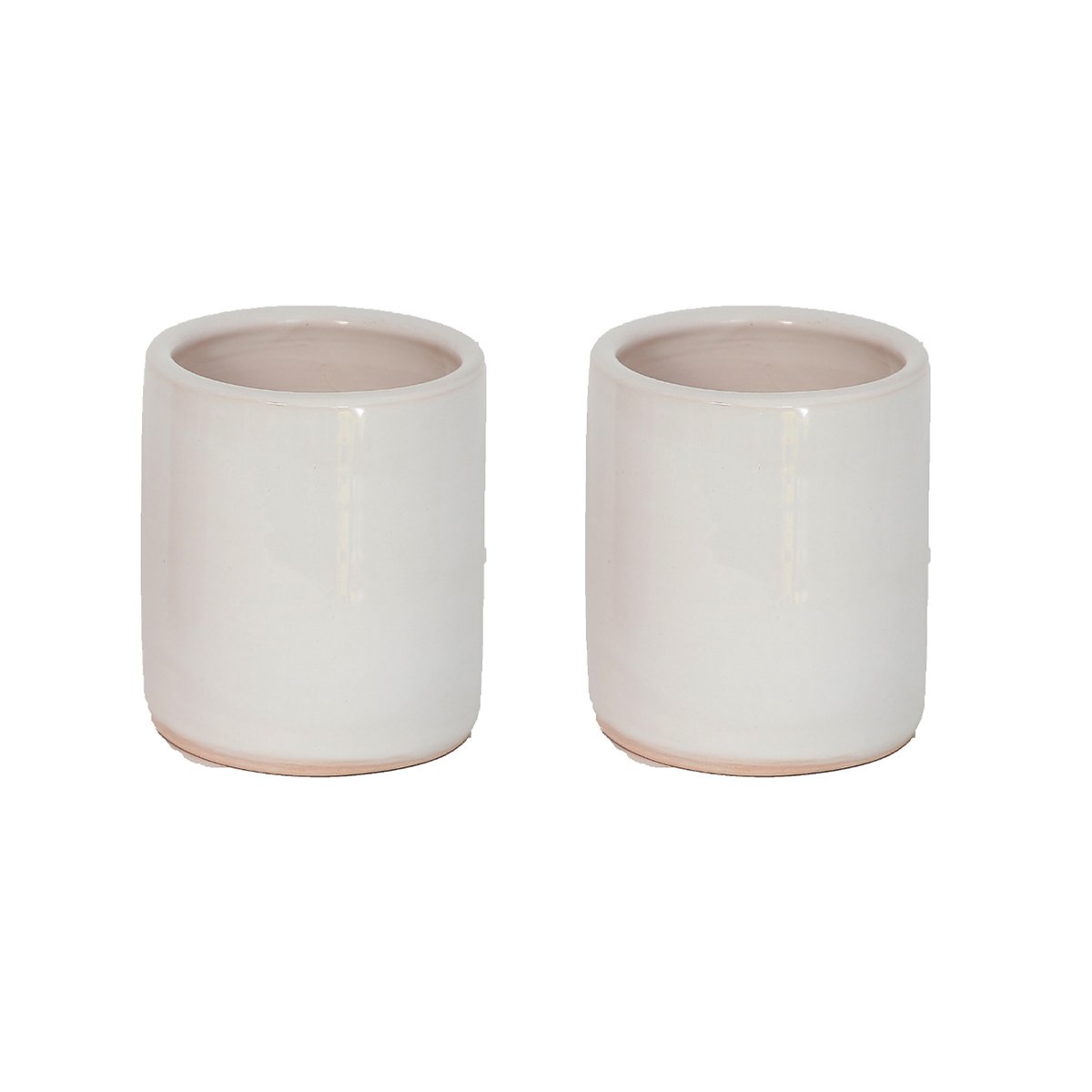 AMV 7528 Ensemble de 2 Pot en céramique émaillé esprit vintage design Cylindrique T 2 – Image 1