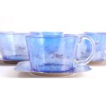 Ensemble de 6 verres à grand café maxi coffee en verre soufflé craquelé  avec sous tasse en cuivre martelé artisanal – Image 4