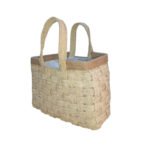 Sac fashion haute gamme design vintage en tresses  croisée couleur naturel avec deux poignées bordure en cuir véritable habillage en tissus fabrication artisanal MM