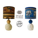Lampe à poser abat-jour de haute gamme en wax pied figurines en céramique de la Collection Classique N°9 – Image 3