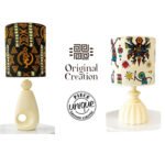 Lampe à poser abat-jour de haute gamme en wax pied figurines en céramique de la Collection Classique N°8 – Image 3