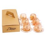 6 verres à café bombée en verre soufflé avec sous tasse MZA 1197 – Image 4