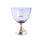 Coupe à glace rustique GM en verre soufflé craquelé  avec pied en cuivre martelé design arabesque fait à la main