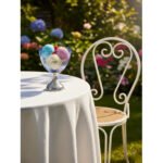 Coupe à glace rustique GM en verre soufflé craquelé  avec pied en cuivre martelé design arabesque fait à la main – Image 3