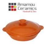 Plat à four tradition rond avec couvercle en Céramique émaillée  "pâte à feu" GM – Image 3