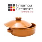 Fait-tout tradition rond avec couvercle en Céramique émaillée  "pâte à feu" MM – Image 3