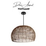 Suspension luminaire design dôme ajouré fait main en fibre de palmier GM – Image 4