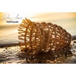 Suspension luminaire design demi drina ajouré fait main en fibre de palmier – Image 3