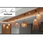 Suspension luminaire design fontaine ajouré fait main en fibre de palmier – Image 2