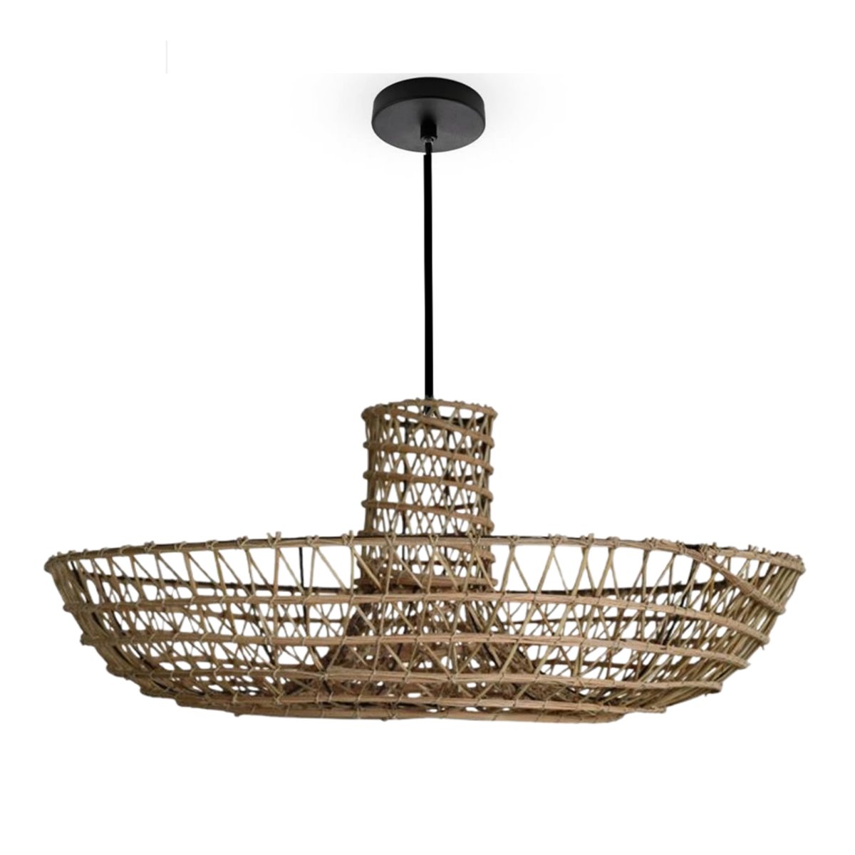 DAK 5525 Suspension luminaire design fontaine ajouré fait main en fibre de palmier – Image 1