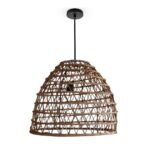 Suspension luminaire design cloche ajouré fait main en fibre de palmier MM