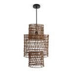Suspension luminaire design lustre ajouré fait main en fibre de palmier