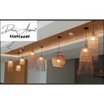 Suspension luminaire design lustre ajouré fait main en fibre de palmier – Image 2