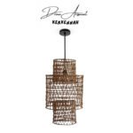 Suspension luminaire design lustre ajouré fait main en fibre de palmier – Image 4
