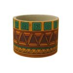 Cache pot rond haut de gamme en tissu coton wax de qualité supérieur et structure en bois  C 82