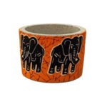 Cache pot rond haut de gamme en tissu coton wax de qualité supérieur et structure en bois  C 84