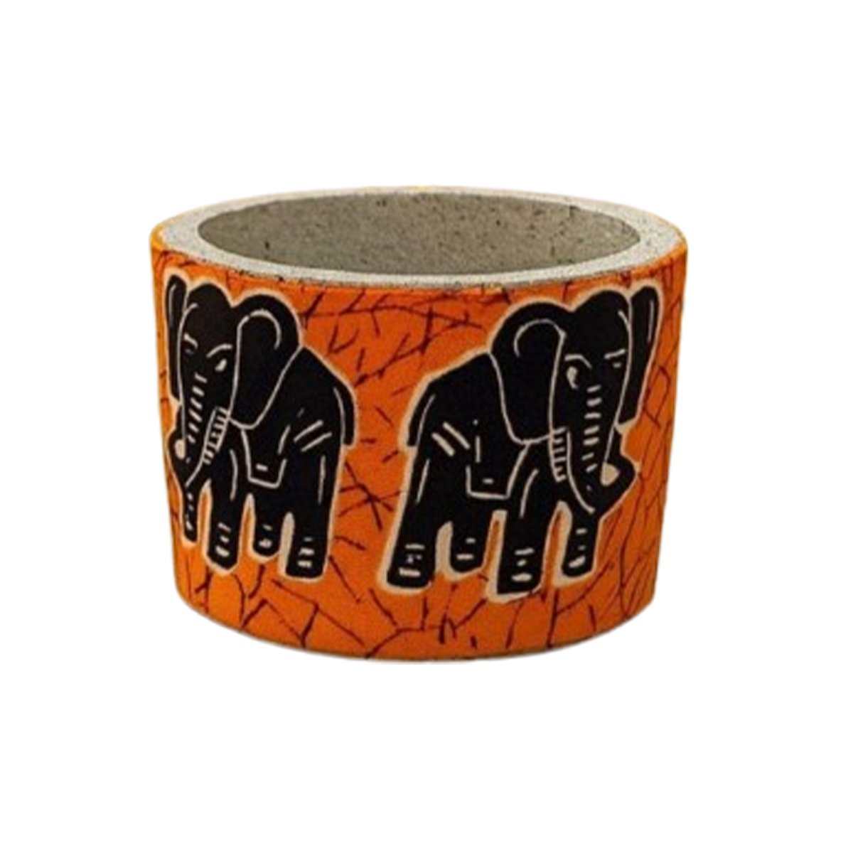 OCS 6084 Cache pot rond haut de gamme en tissu coton wax de qualité supérieur et structure en bois C 84 – Image 1