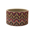 Cache pot rond haut de gamme en tissu coton wax de qualité supérieur et structure en bois  C 85
