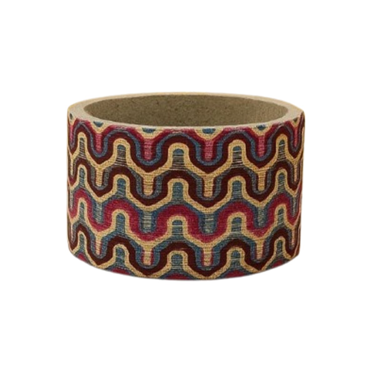 OCS 6085 Cache pot rond haut de gamme en tissu coton wax de qualité supérieur et structure en bois C 85 – Image 1
